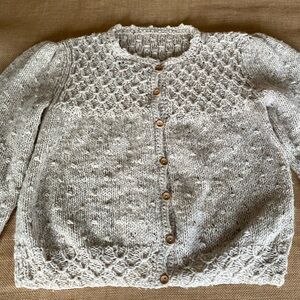 Vintage Handknit Button Front Puff Sleeve Cardigan Sweater